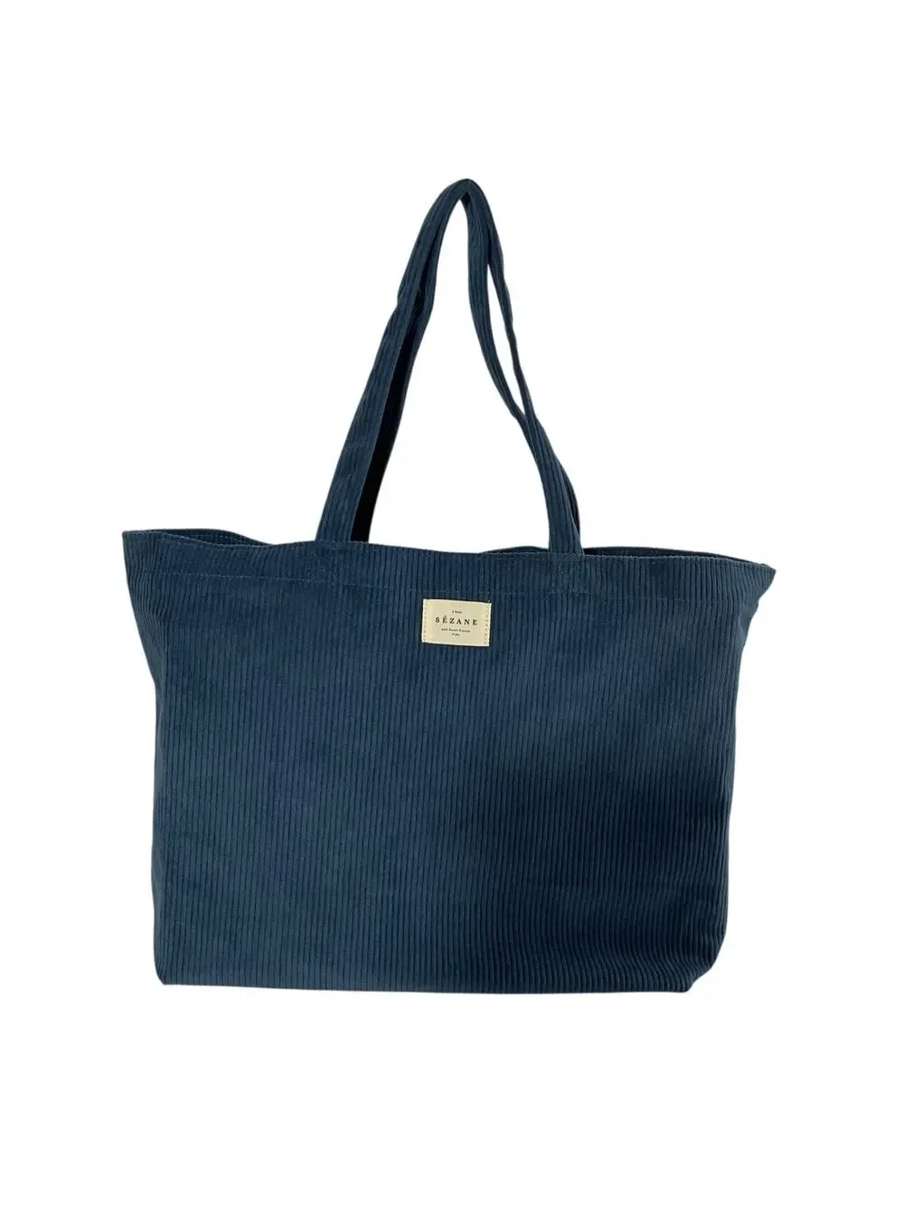 Sezane Corduroy Blue Tote Bag - Picture 1 of 5